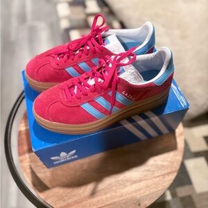 Adidas Gazelle Red with Blue Stripes